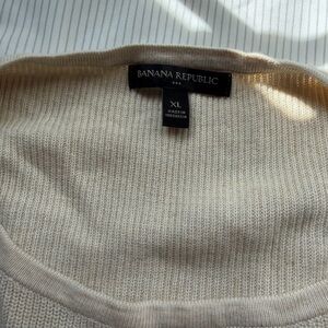 Banana Republic Beige-Cream Ribbed Knit Sweater